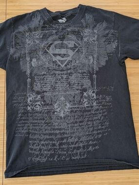 DC Comics Black and Gray Superman Emblem Short Sleeve Tee